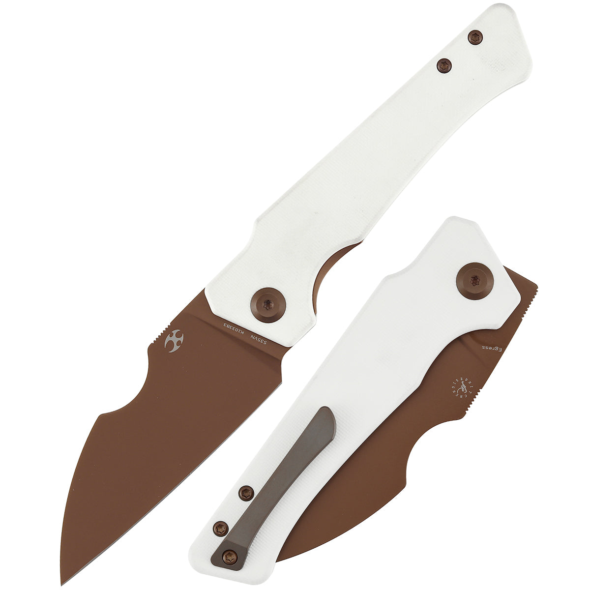 Kansept Egress K1033B3 front view – 3.47" rose gold coated CPM-S35VN wharncliffe folding knife