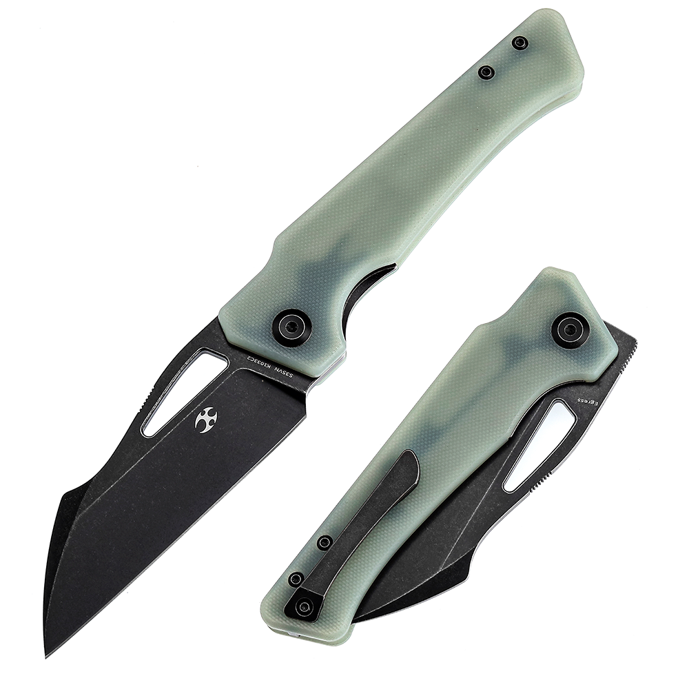 Kansept Egress K1033C2 front view – 3.47" black stonewashed CPM-S35VN wharncliffe folding knife
