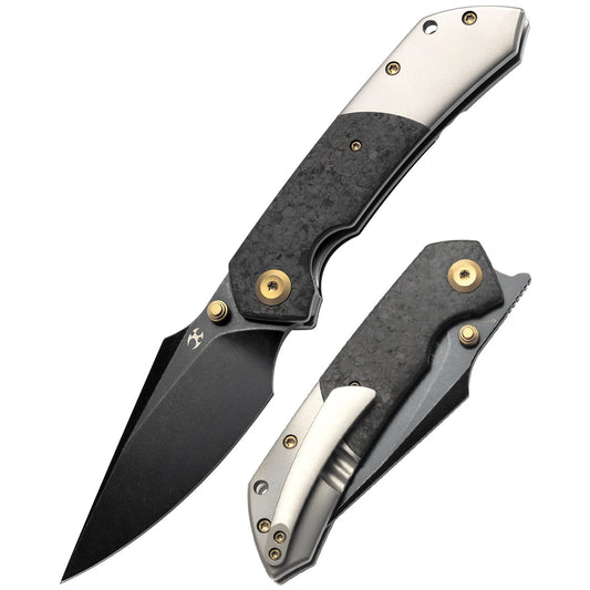 Kansept Fenrir K1034A1 front view – 3.48" black TiCn stonewashed CPM-S35VN harpoon folding knife