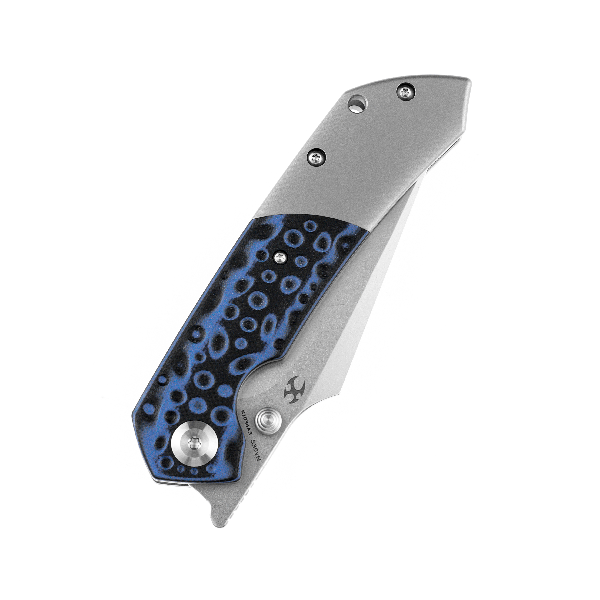Kansept Fenrir K1034A3 blade detail – stonewashed CPM-S35VN harpoon