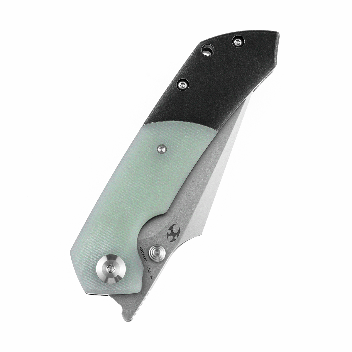Kansept Fenrir K1034A5 blade detail – stonewashed CPM-S35VN harpoon