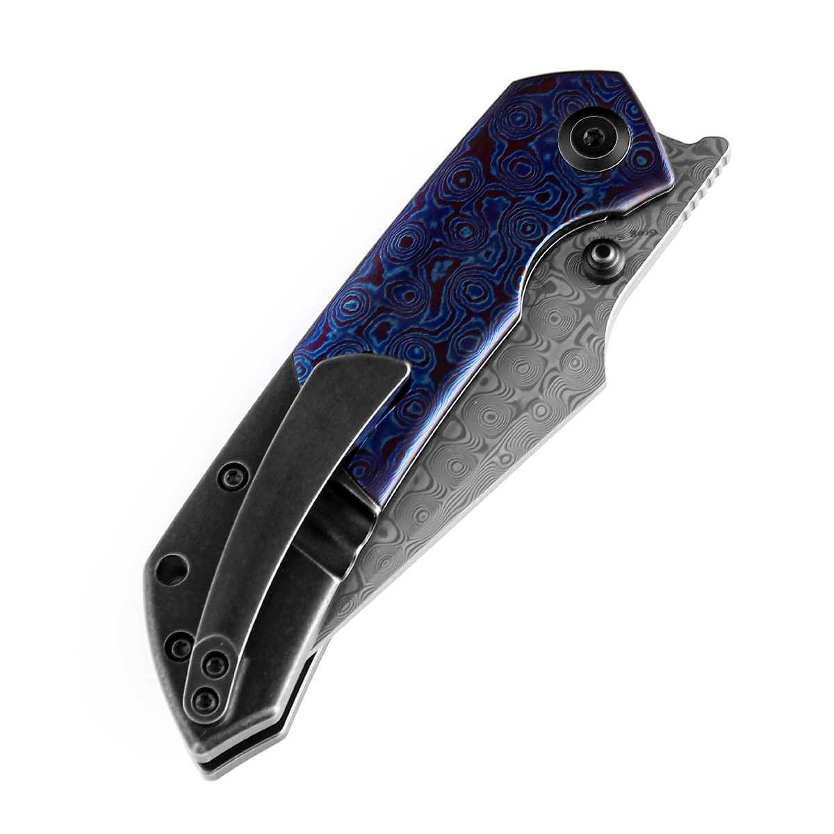 Kansept Fenrir K1034A8 black stonewashed titanium and Timascus handle scales