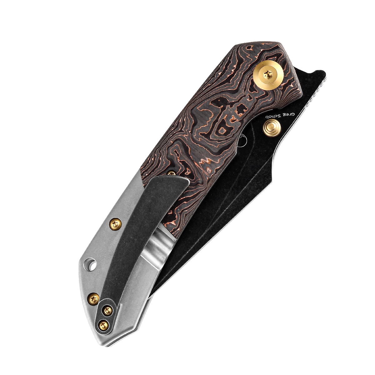 Kansept Fenrir K1034A9 copper carbon fiber and titanium handle scales