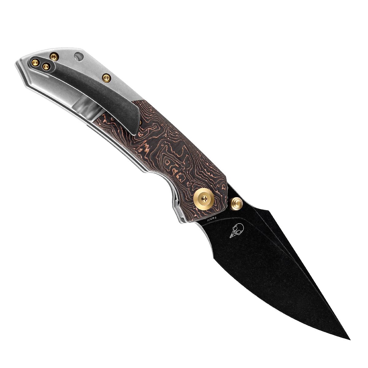 Kansept Fenrir K1034A9 open position showing CPM-S35VN harpoon blade