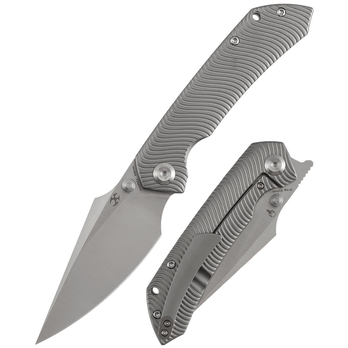 Kansept Fenrir K1034C1 front view - 3.48" satin CPM S35VN harpoon folding knife