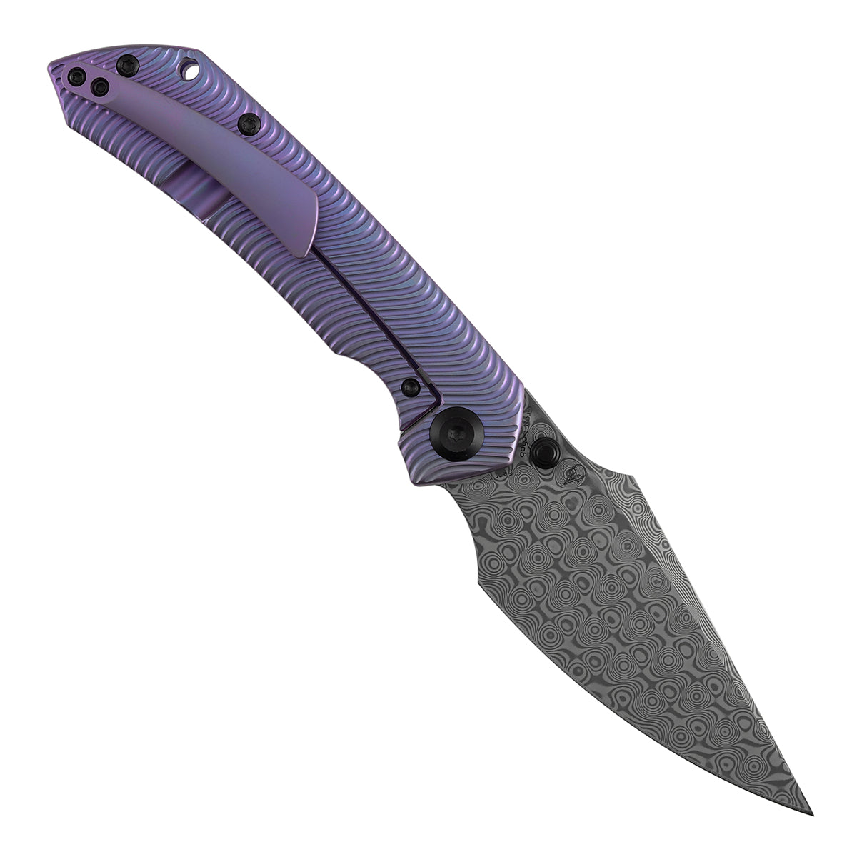 Kansept Fenrir K1034C5 blade detail – Damascus harpoon
