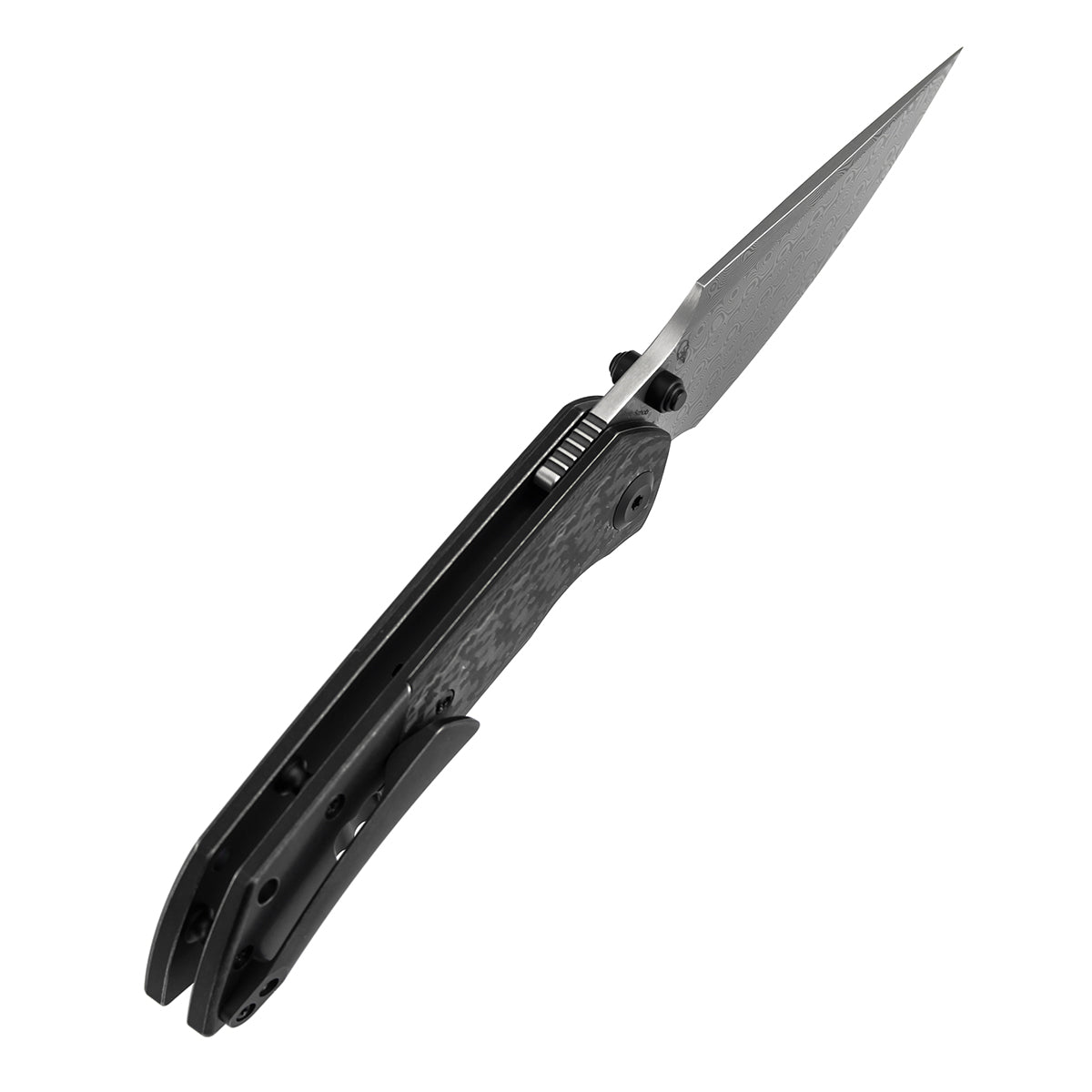 Kansept Fenrir K1034D1 blackwash titanium and twill carbon fiber handle scales