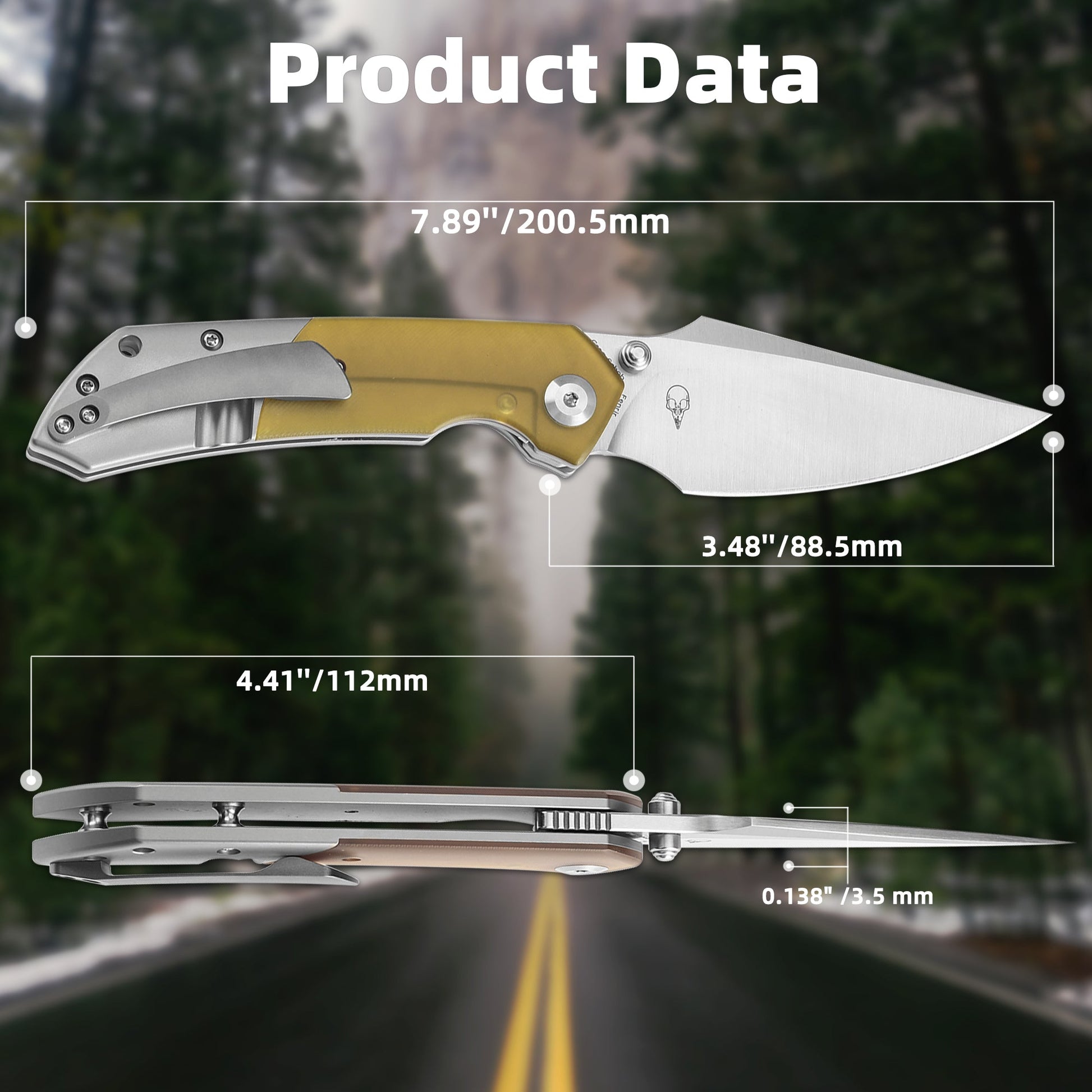 Kansept Fenrir K1034P1 open position showing CPM-S35VN harpoon blade