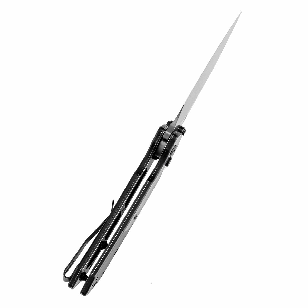 Kansept Fenrir K1034S6 open position showing Damascus harpoon blade