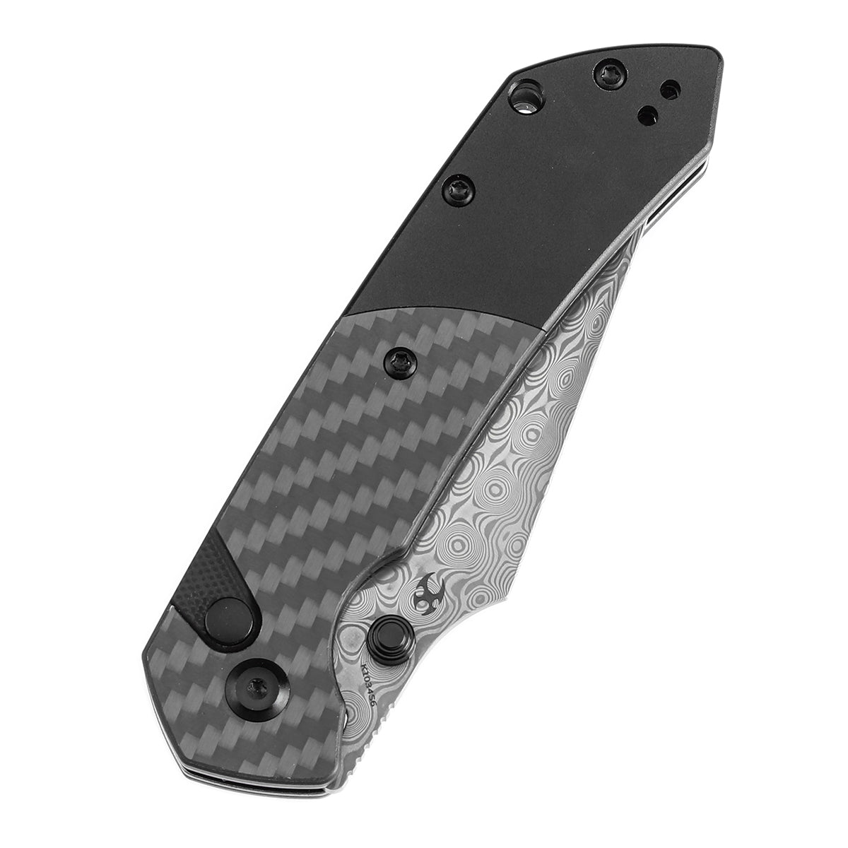 Kansept Fenrir K1034S6 twill carbon fiber and blackwash aluminum handle scales