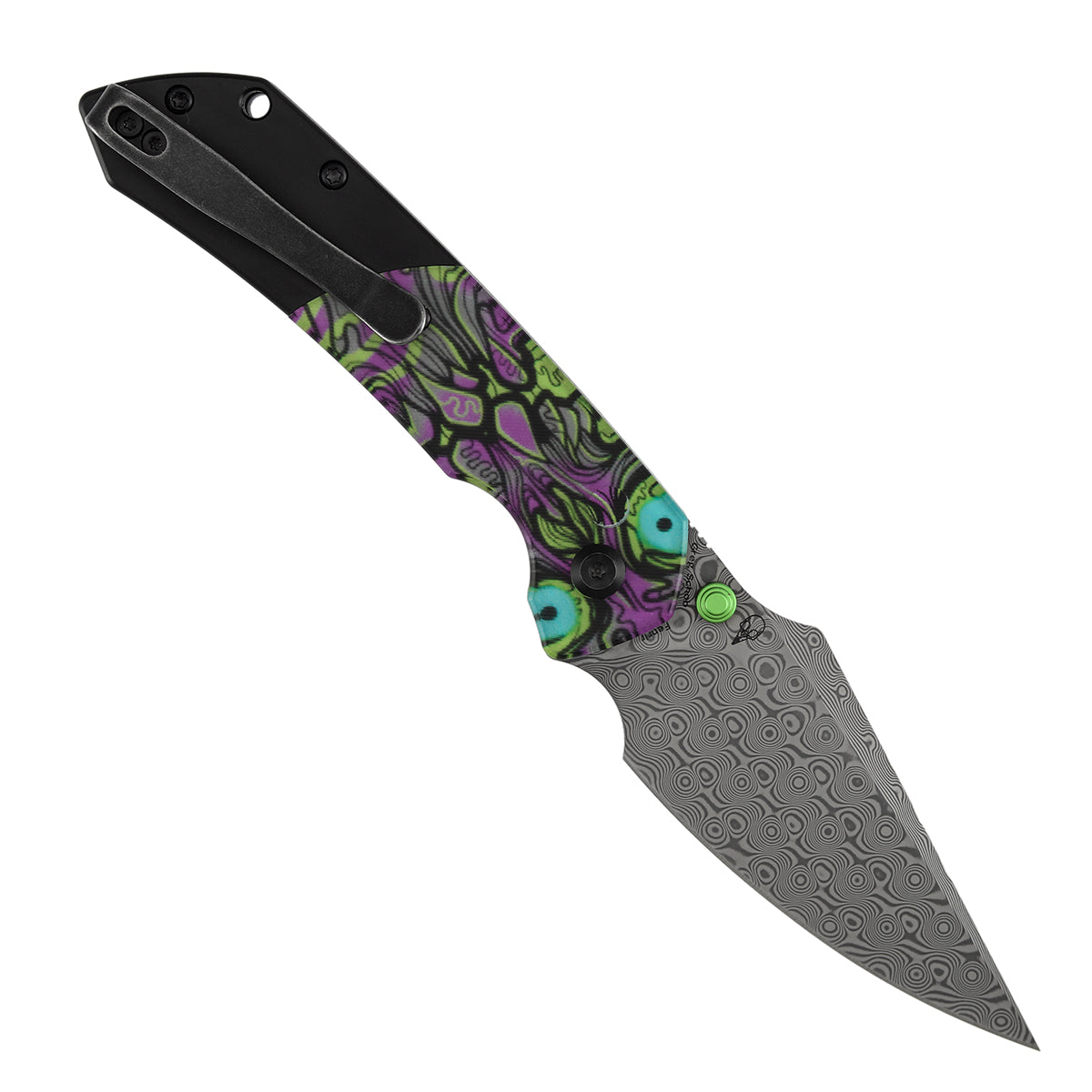 Kansept Fenrir K1034S7 blade detail – Damascus harpoon