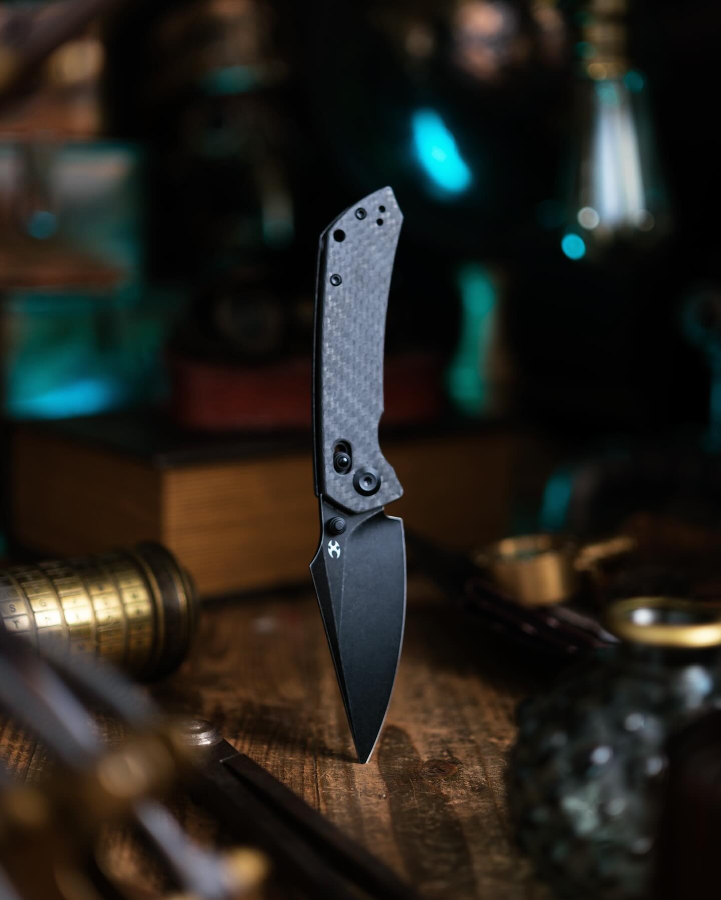 Kansept Fenrir K1034V5 front view – 3.48" Black Stonewashed CPM S35VN harpoon folding knife