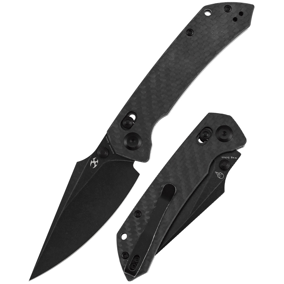 Kansept Fenrir K1034V5 open position showing CPM S35VN harpoon blade