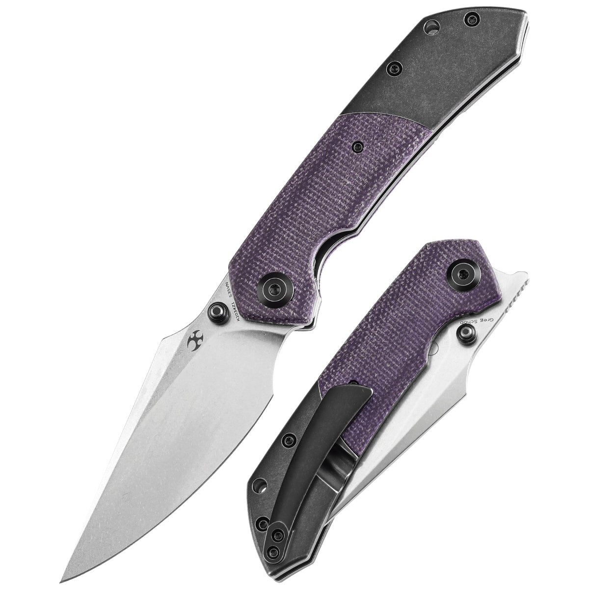 Kansept Fenrir K1034Z1 front view – 3.48" stonewashed CPM S35VN harpoon folding knife