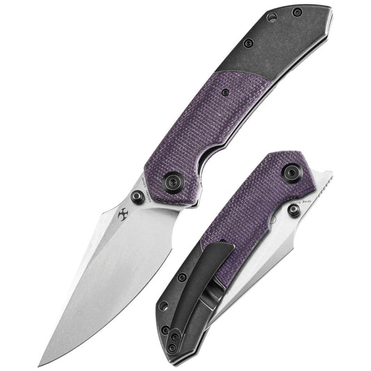 Kansept Fenrir K1034Z1 front view – 3.48" stonewashed CPM S35VN harpoon folding knife
