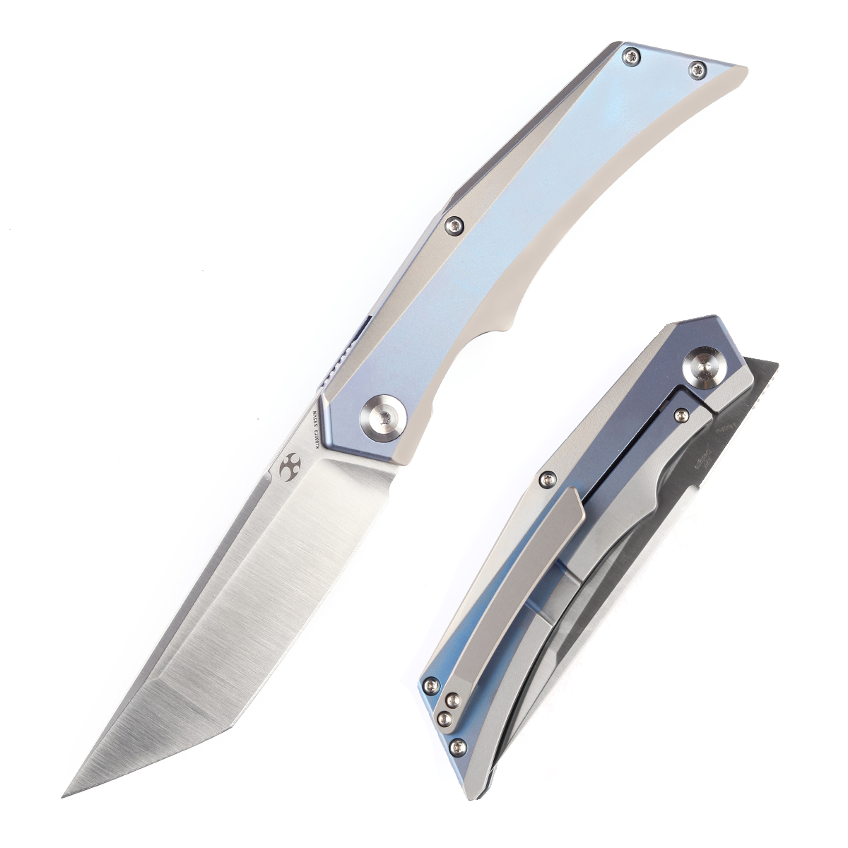 Kansept Naska K1035T3 front view – 3.74" satin CPM-S35VN tanto folding knife