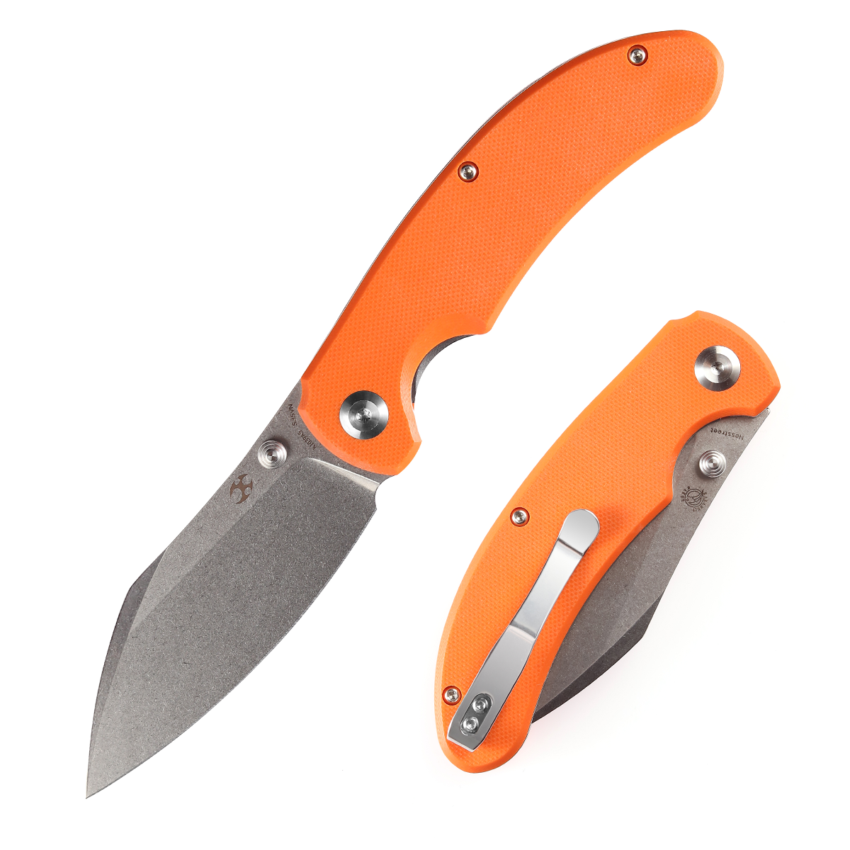 Kansept Nesstreet K1039A5 front view – 3.58" stonewashed CPM-S35VN drop point folding knife