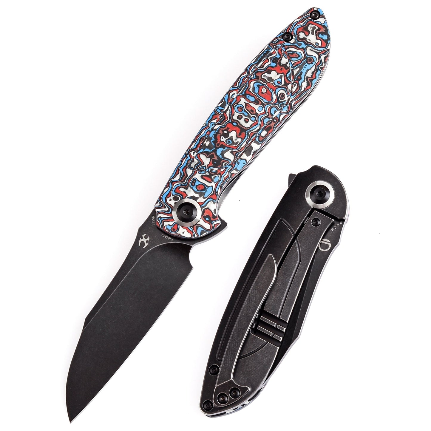 Kansept Prometheus K1040A2 front view – 3.29" blackwash CPM-S35VN drop point folding knife