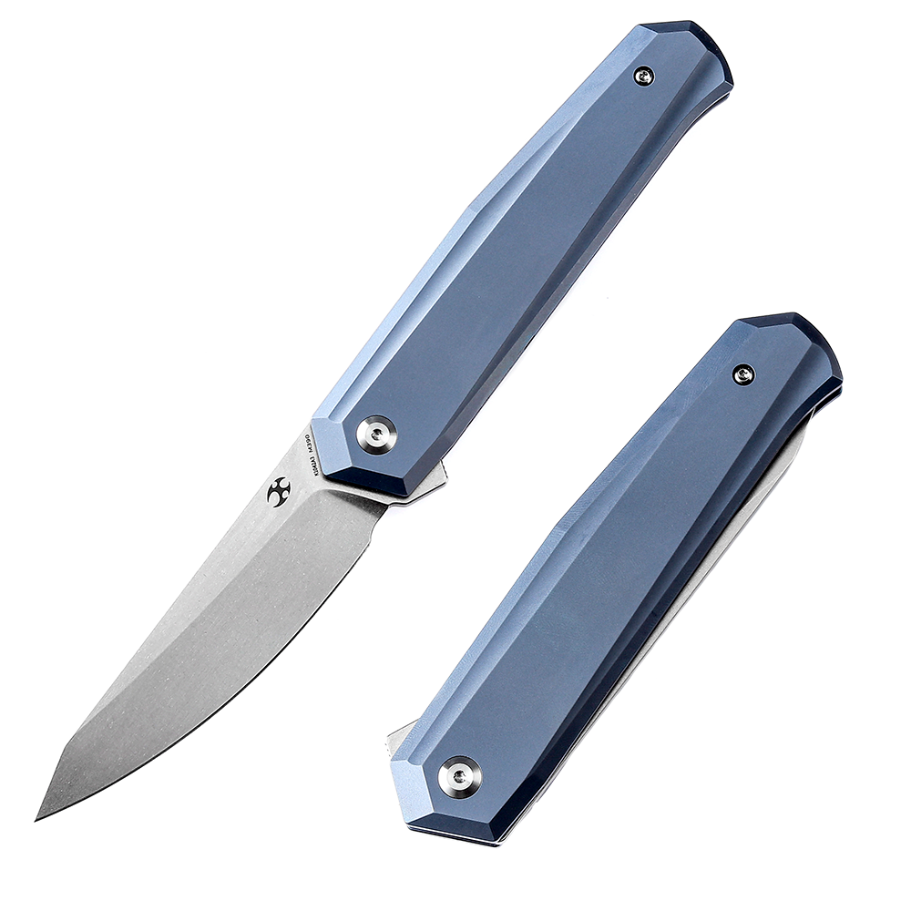 Kansept Integra K1042A3 front view – 3.63" stonewashed M390 drop point folding knife