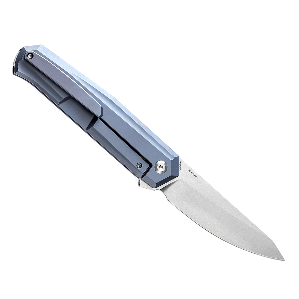 Kansept Integra K1042A3 open position showing M390 drop point blade