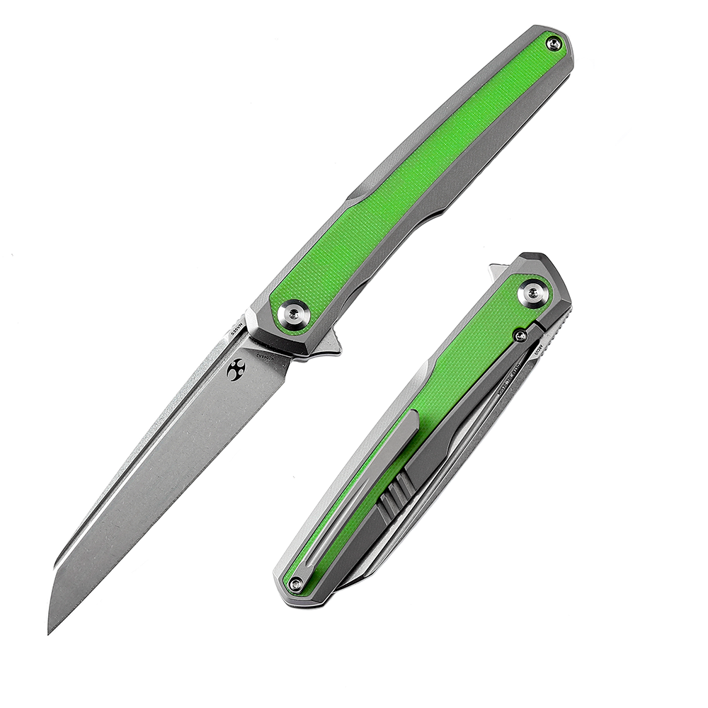 Kansept Arcus K1046A2 front view – 3.43" stonewashed CPM-S35VN wharncliffe folding knife