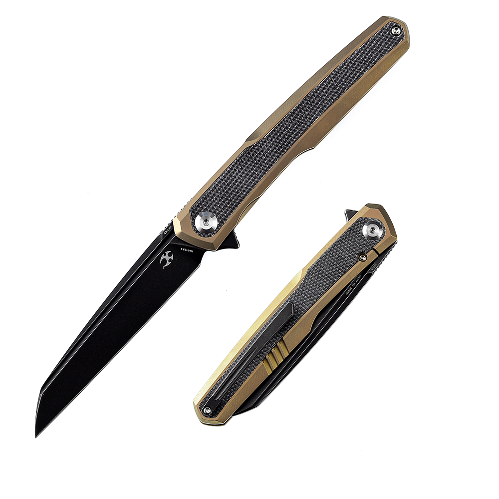 Kansept Arcus K1046A4 front view – 3.43" black stonewashed CPM-S35VN wharncliffe folding knife