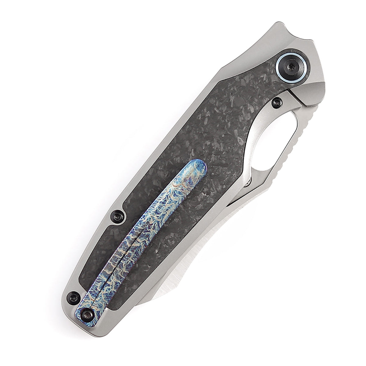 Kansept Tuckamore K1052A1 titanium and shred carbon fiber handle scales