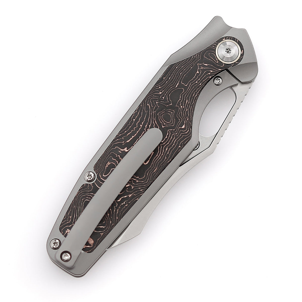 Kansept Tuckamore K1052A2 titanium and copper carbon fiber handle scales