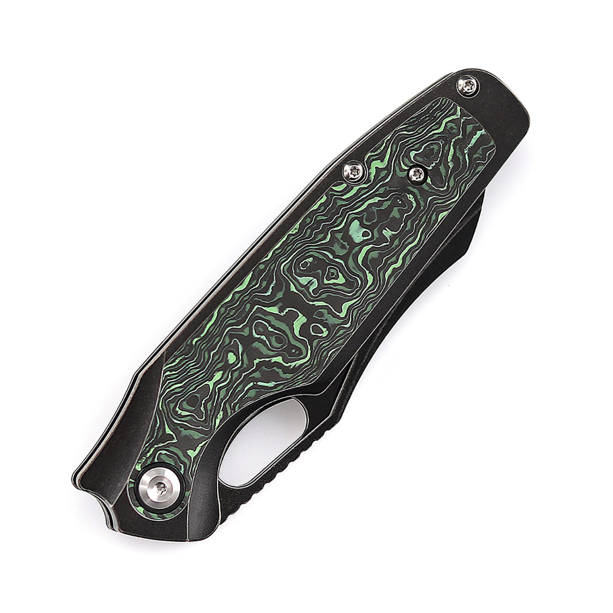 Kansept Tuckamore K1052A3 blade detail – black stonewashed CPM 20CV sheepfoot