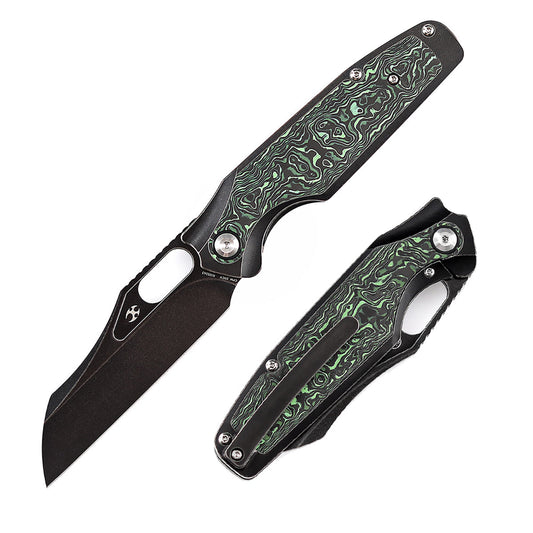 Kansept Tuckamore K1052A3 front view – 3.54" black stonewashed CPM 20CV sheepfoot folding knife