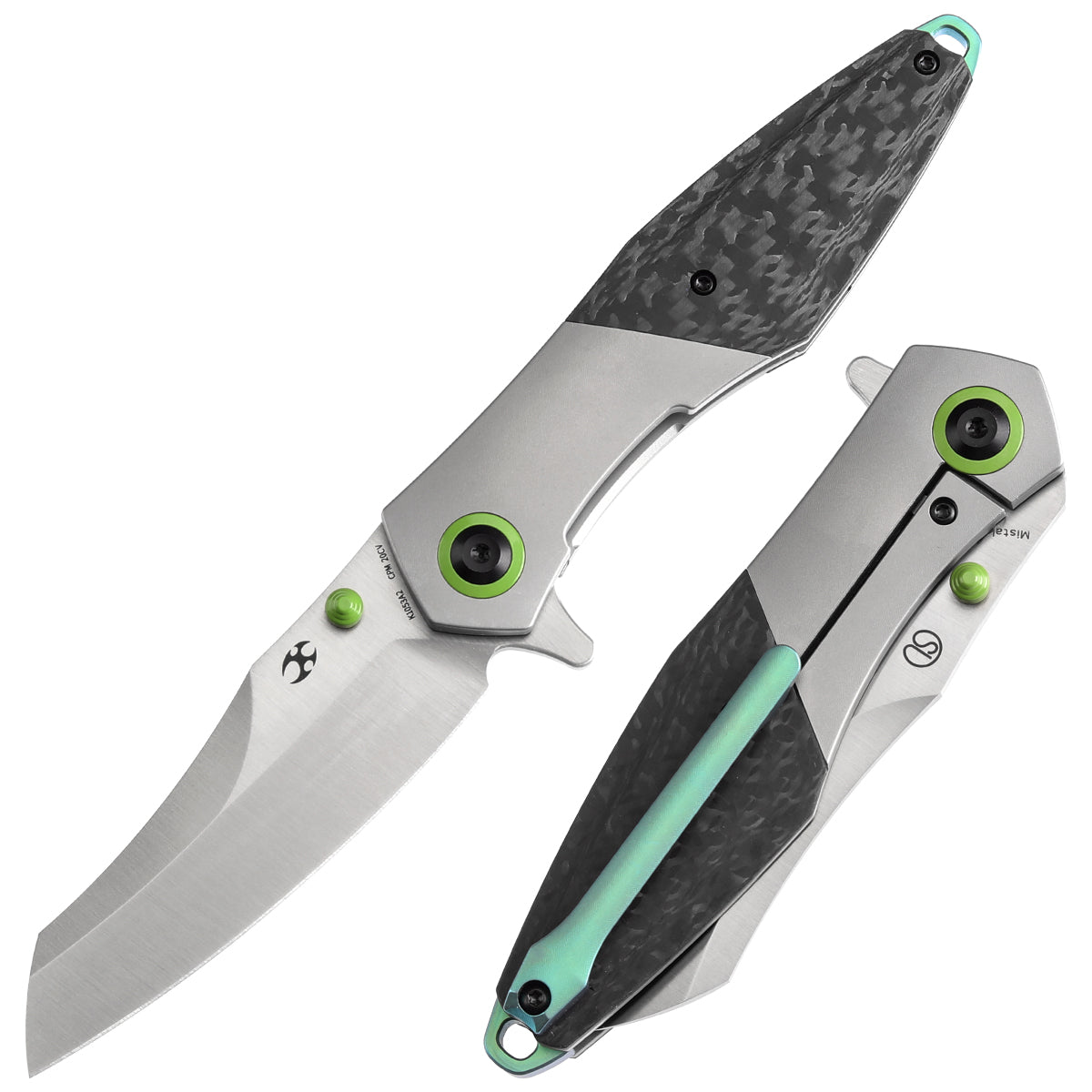 Kansept Mistaken K1053A2 front view - 3.15" satin CPM 20CV Wharncliffe folding knife