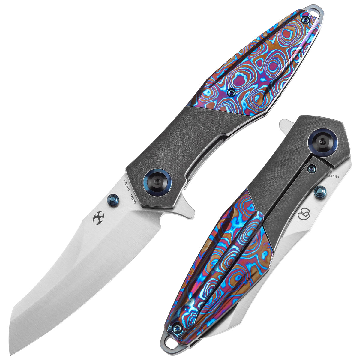 Kansept Mistaken K1053A3 front view - 3.15" satin CPM 20CV Wharncliffe folding knife