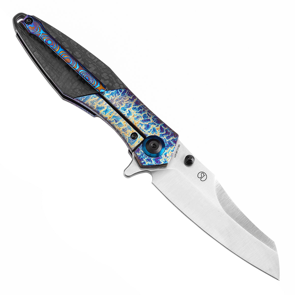 Kansept Mistaken K1053A4 open position showing CPM 20CV Wharncliffe blade