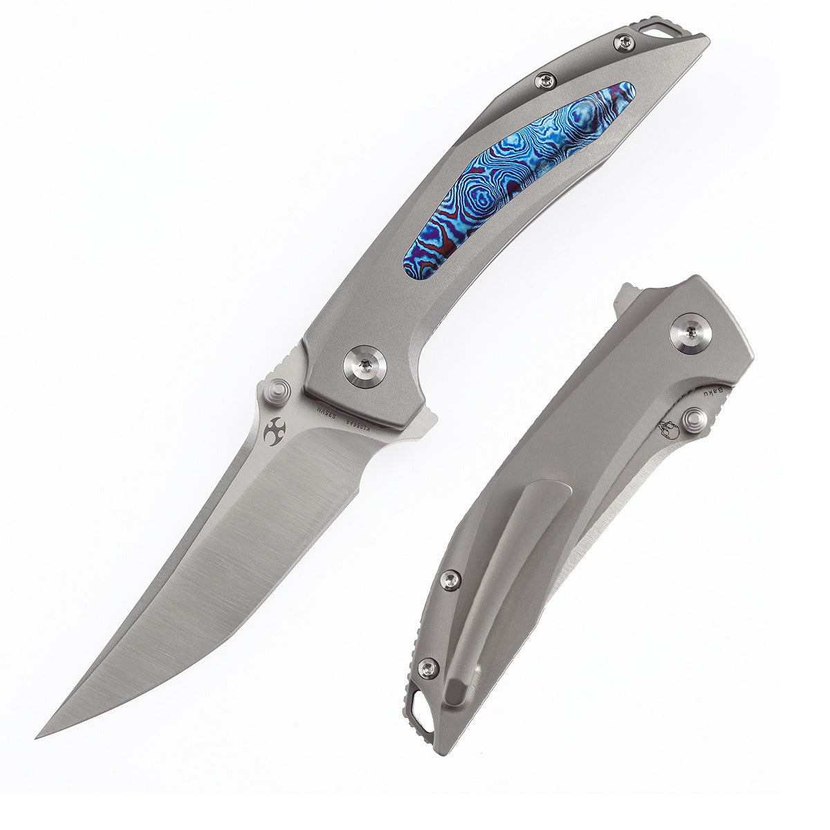 Kansept Baku K1056A8 front view - 3.2" satin CPM-S35VN clip point folding knife