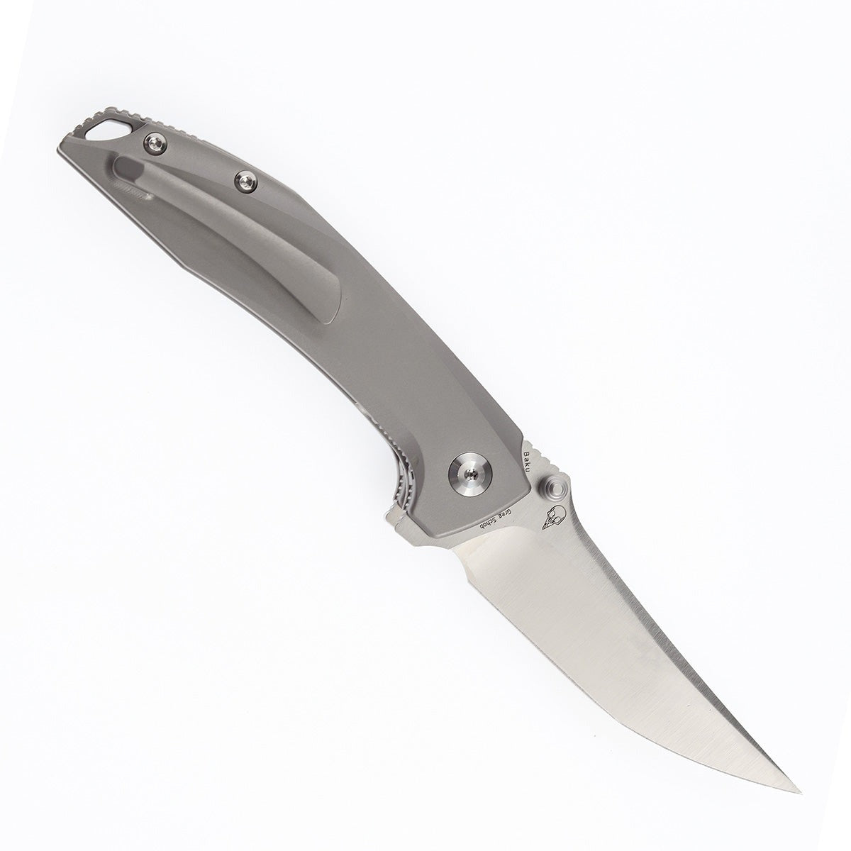 Kansept Baku K1056A8 open position showing CPM-S35VN clip point blade