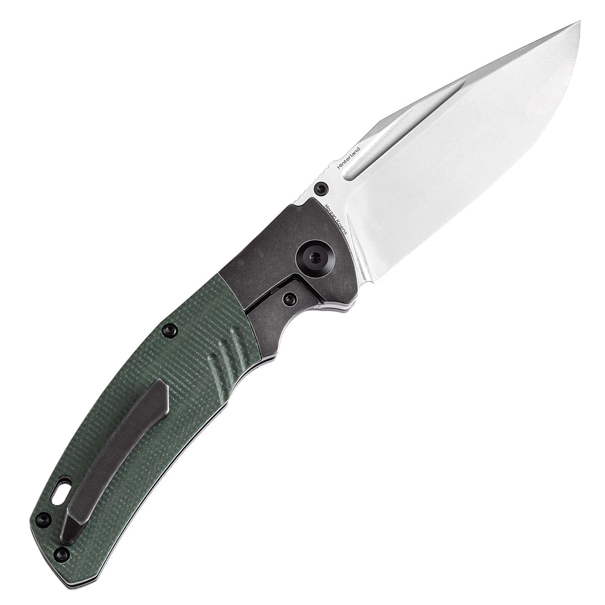 Kansept Hinterland K1057A2 open position showing CPM S35VN clip point blade