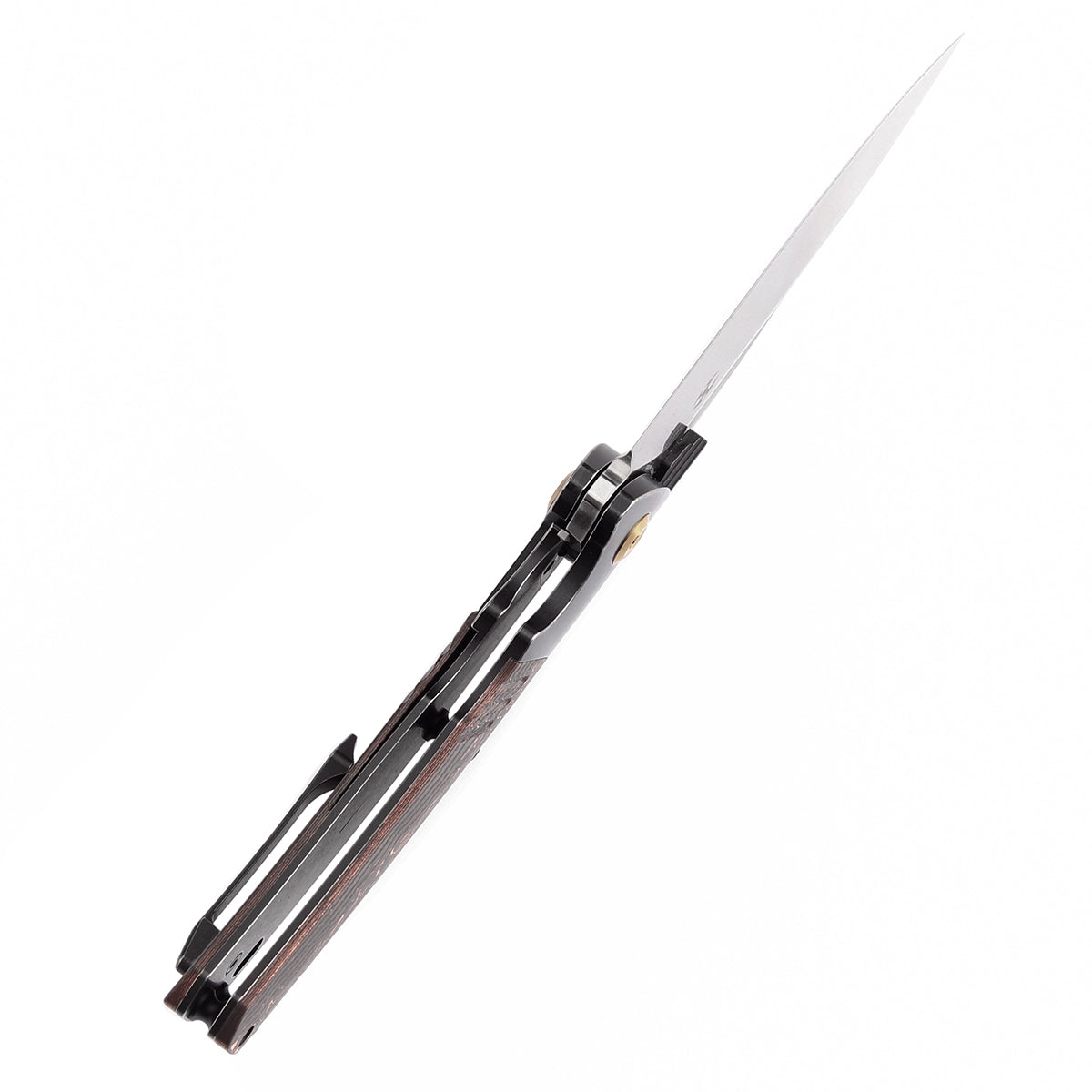 Kansept Hinterland K1057A4 blade detail – Damascus clip point