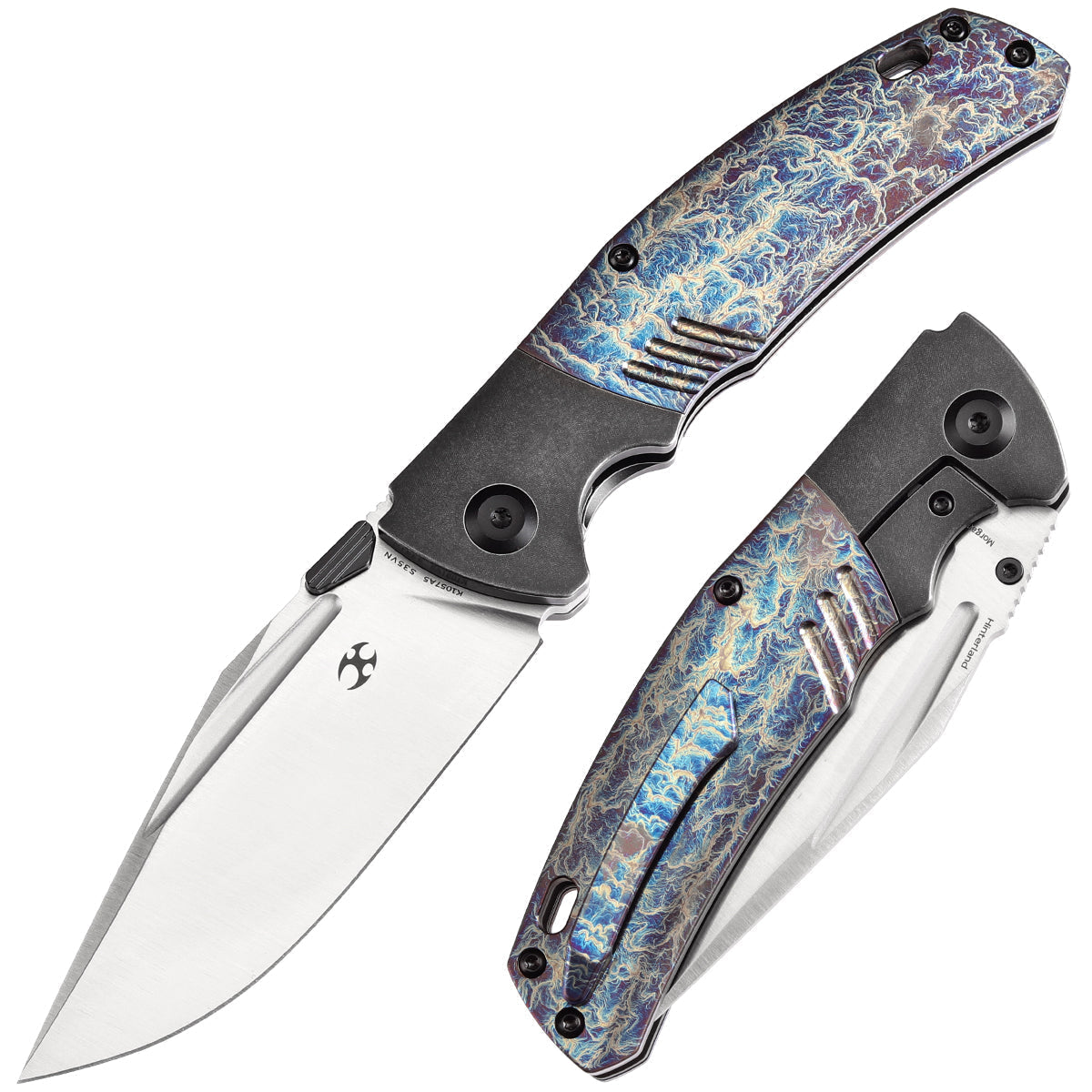 Kansept Hinterland K1057A5 front view – 3.58" satin CPM S35VN clip point folding knife