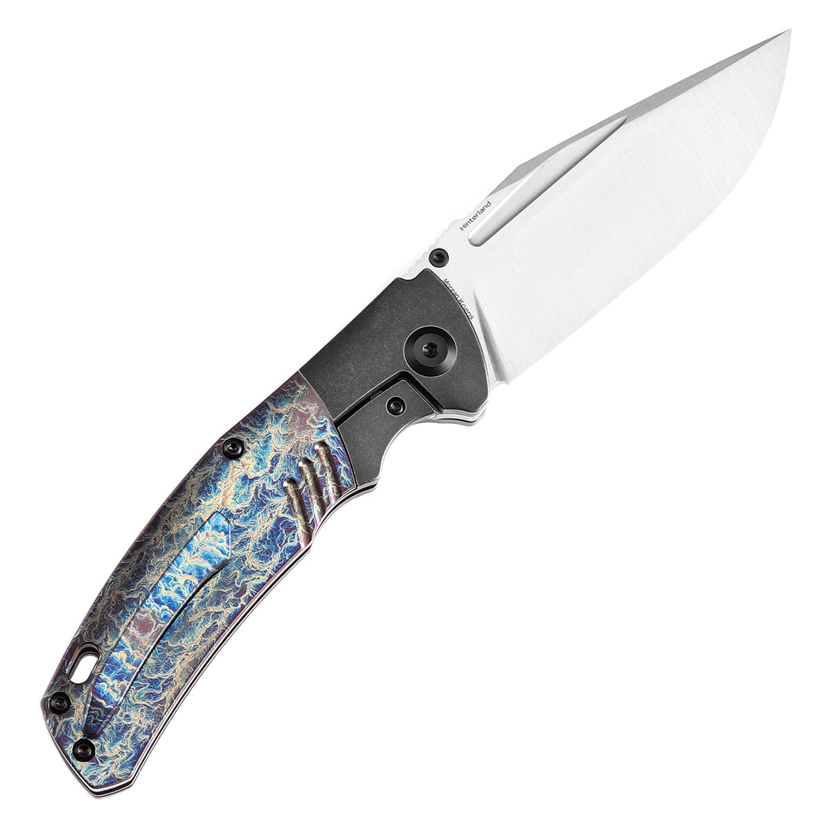 Kansept Hinterland K1057A5 open position showing CPM S35VN clip point blade