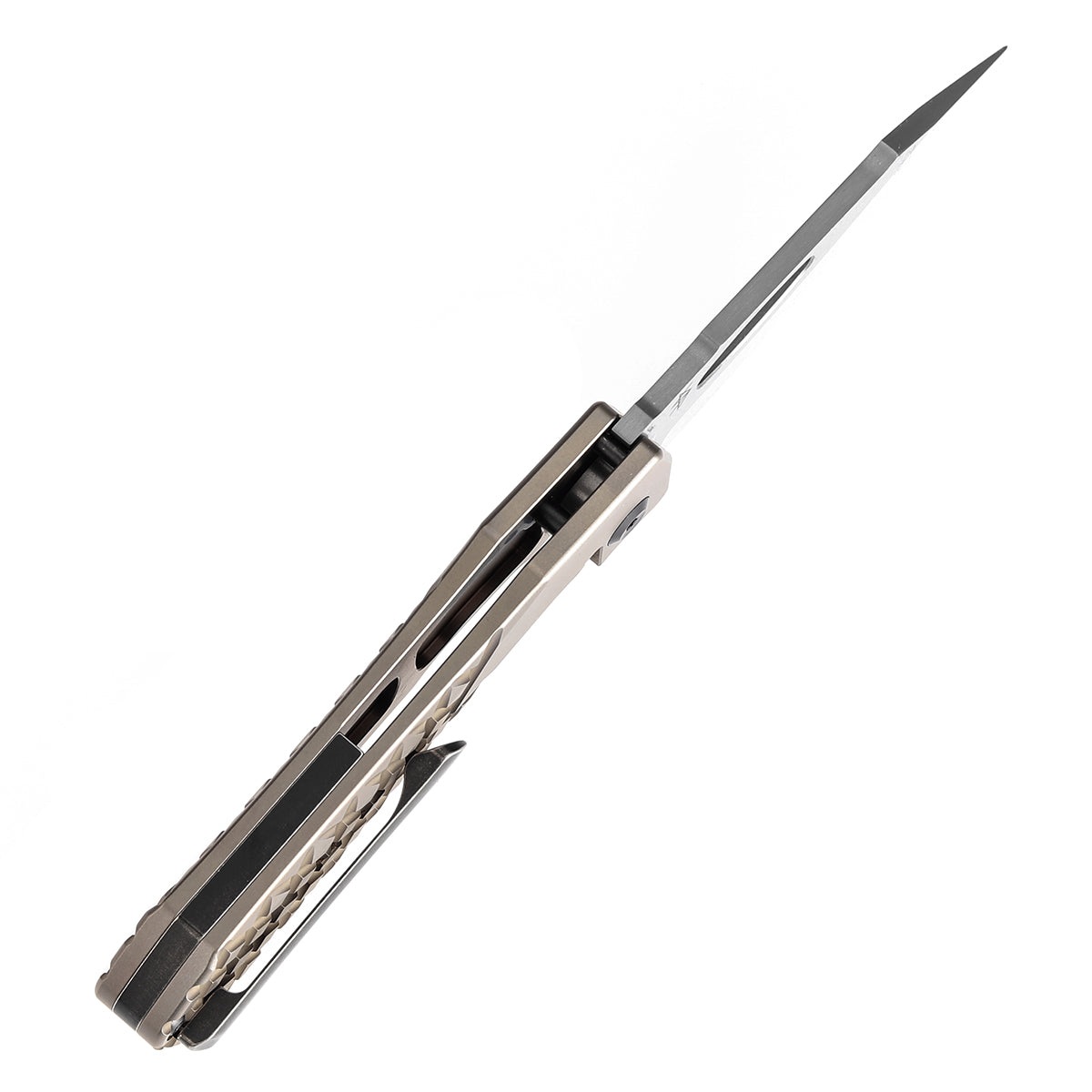 Kansept Loki K1058B5 bronzed anodized titanium frag pattern handle scales