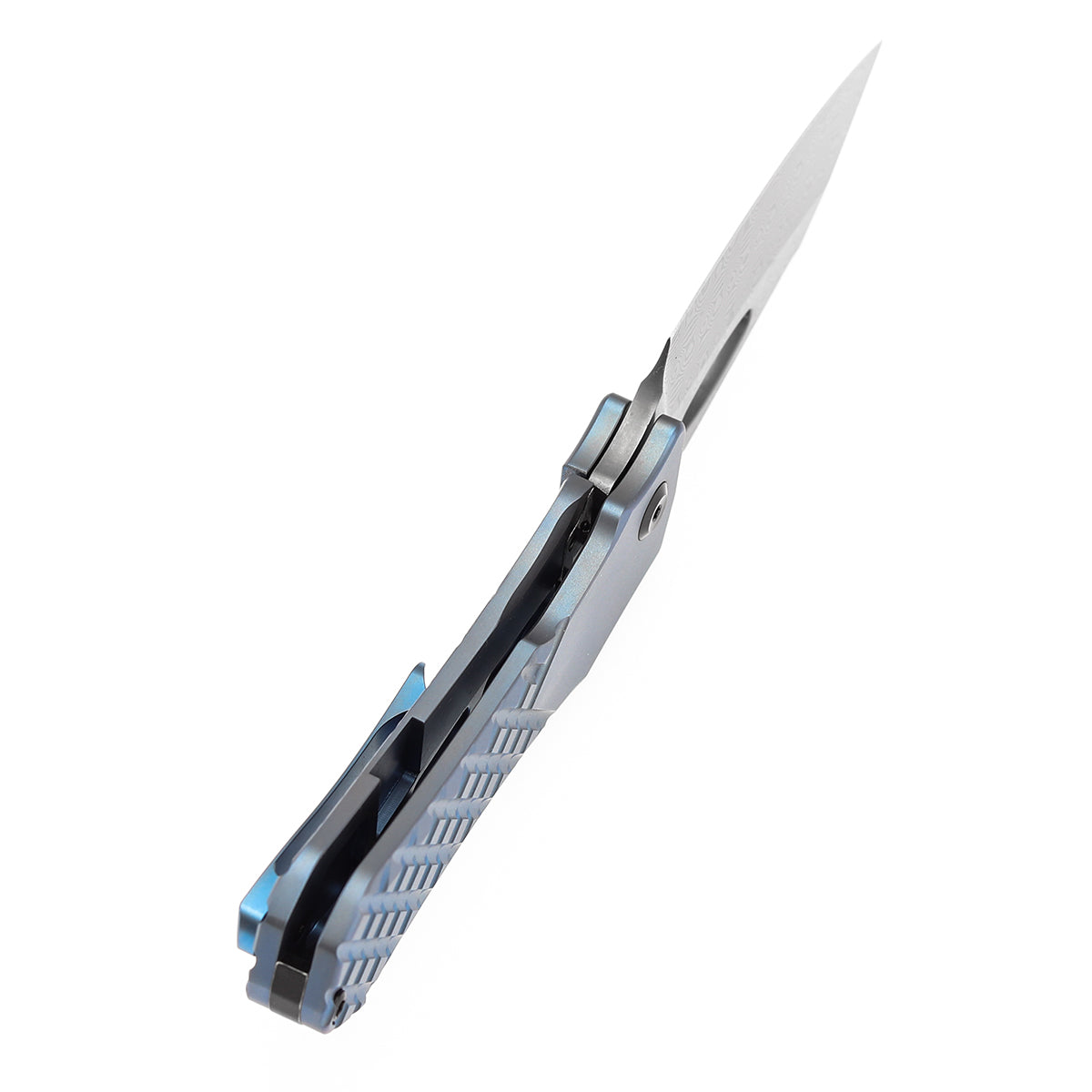 Kansept Loki K1058B7 blade detail – Damascus drop point