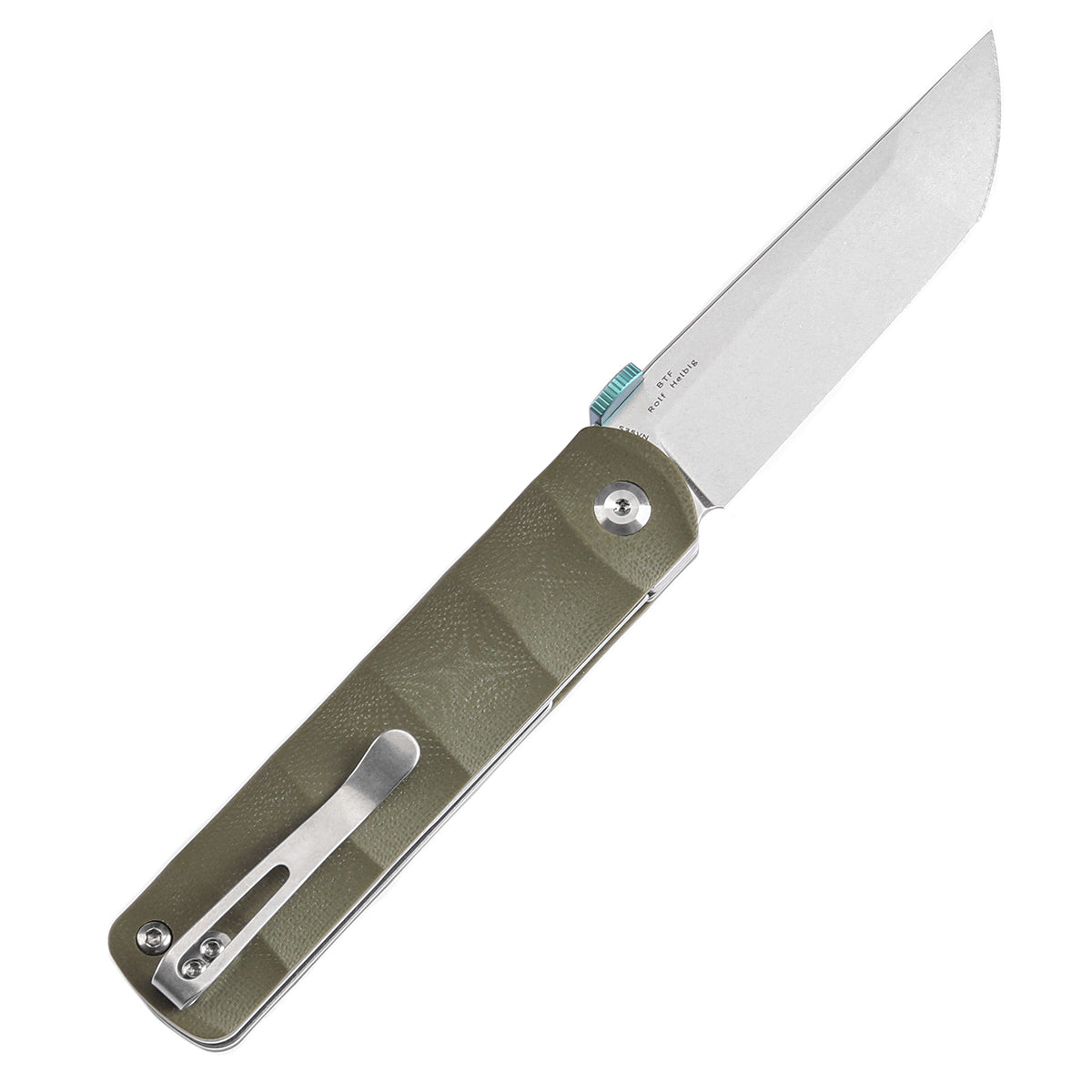Kansept BTF K1064A1 open position showing CPM S35VN tanto blade