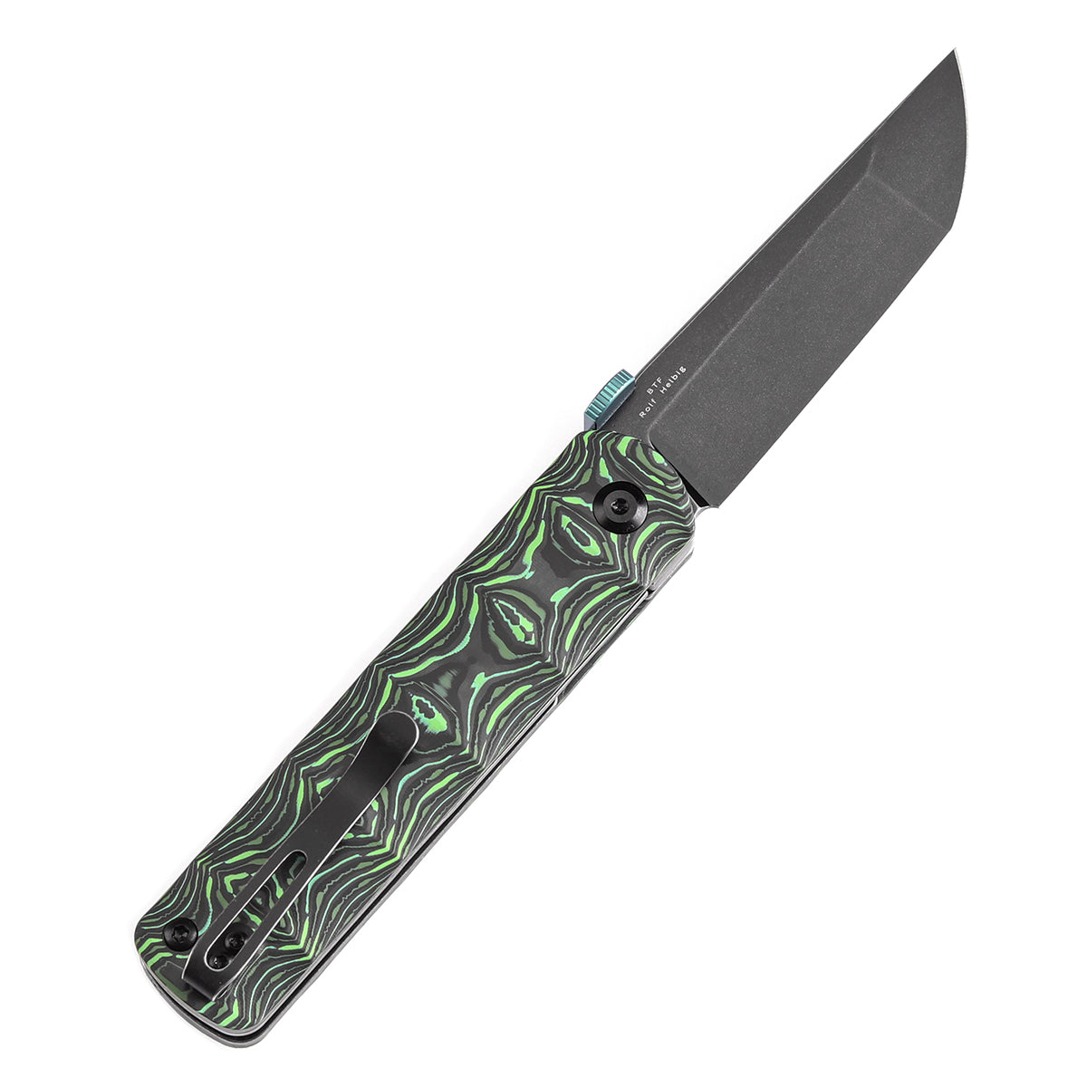 Kansept BTF K1064A2 open position showing CPM S35VN tanto blade
