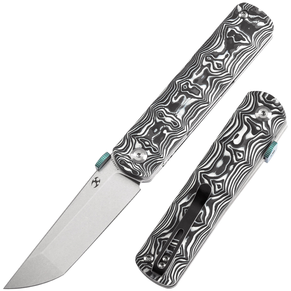 Kansept BTF K1064A3 front view – 3.24" stonewashed CPM S35VN tanto folding knife