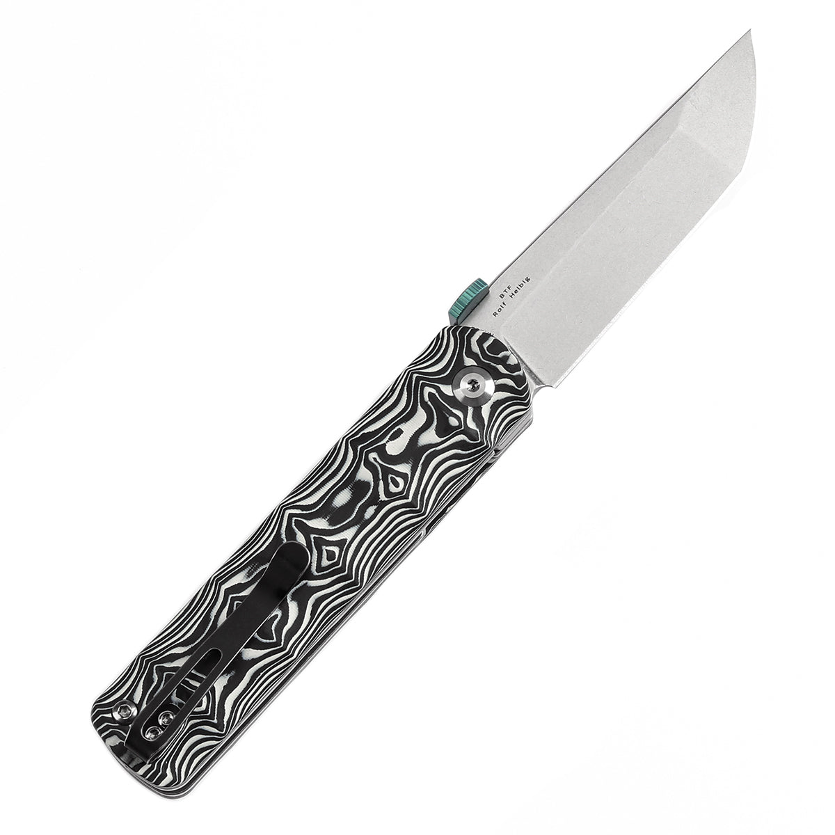 Kansept BTF K1064A3 open position showing CPM S35VN tanto blade