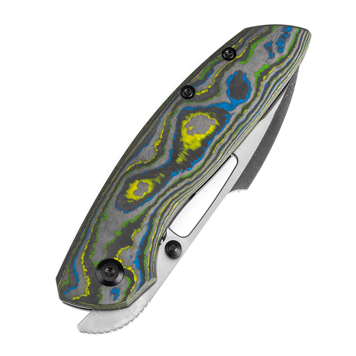 Kansept Link K1068A2 titanium and Gecko Camo carbon fiber handle scales