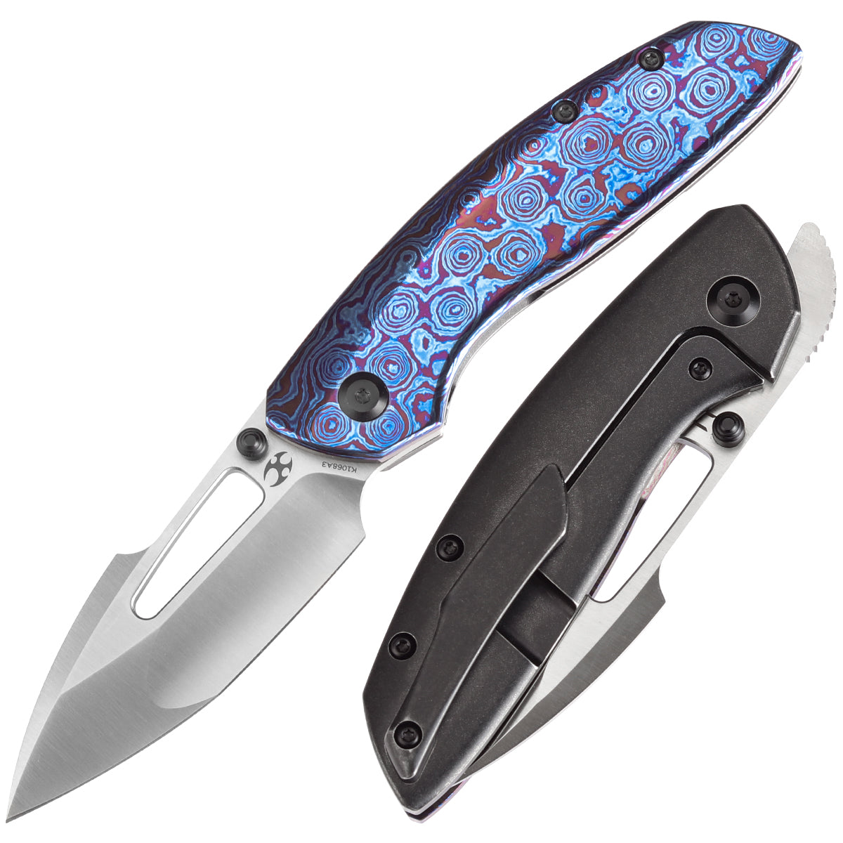 Kansept Link K1068A3 front view – 3.0" Satin CPM 20CV tanto harpoon folding knife