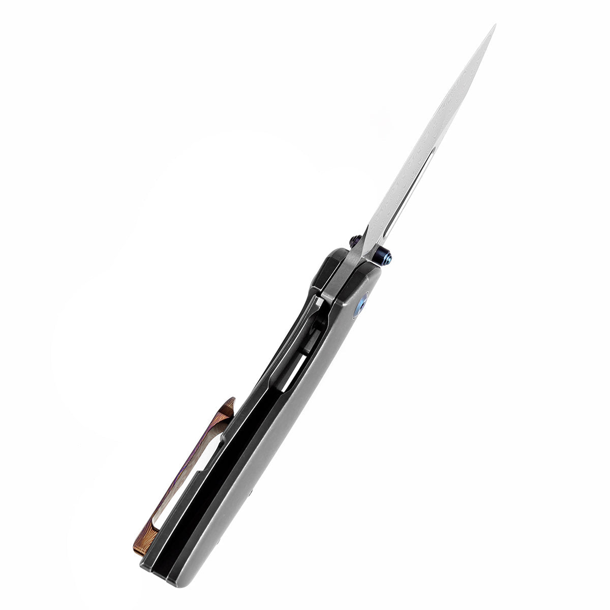 Kansept Link K1068A4 blade detail – Damascus tanto harpoon