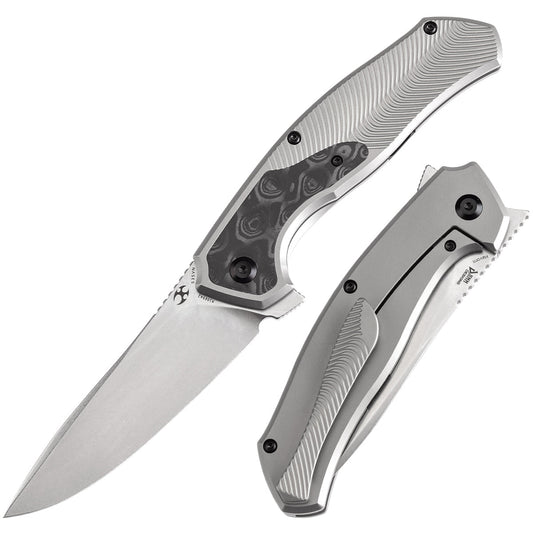 Kansept Havørn K1069A2 front view – 3.48" Stonewashed CPM S35VN clip point folding knife