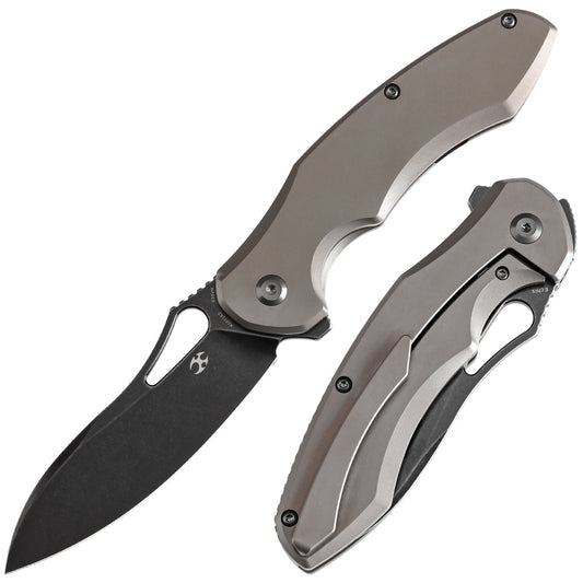 Kansept Echis K1071A2 front view – 3.45" black stonewashed CPM S35VN drop point folding knife
